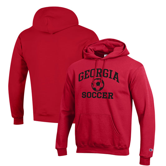 Men's Champion Red Georgia Bulldogs Soccer Icon Powerblend Pullover Hoodie