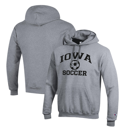 Men's Champion Gray Iowa Hawkeyes Soccer Icon Powerblend Pullover Hoodie