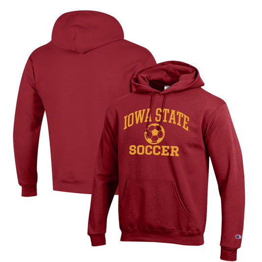 Men's Champion Cardinal Iowa State Cyclones Soccer Icon Powerblend Pullover Hoodie