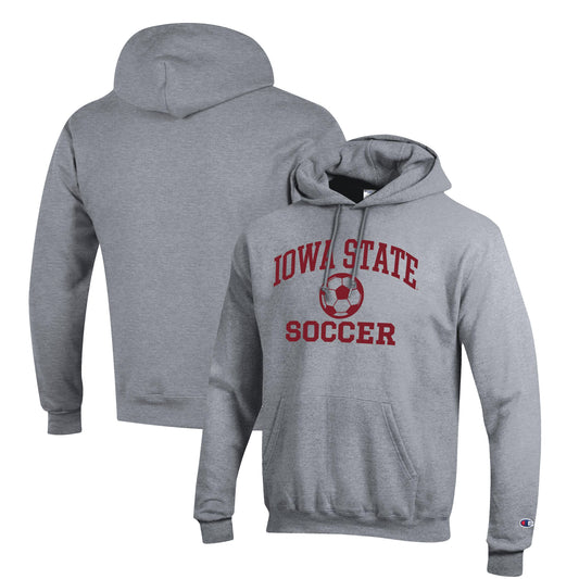 Men's Champion Gray Iowa State Cyclones Soccer Icon Powerblend Pullover Hoodie