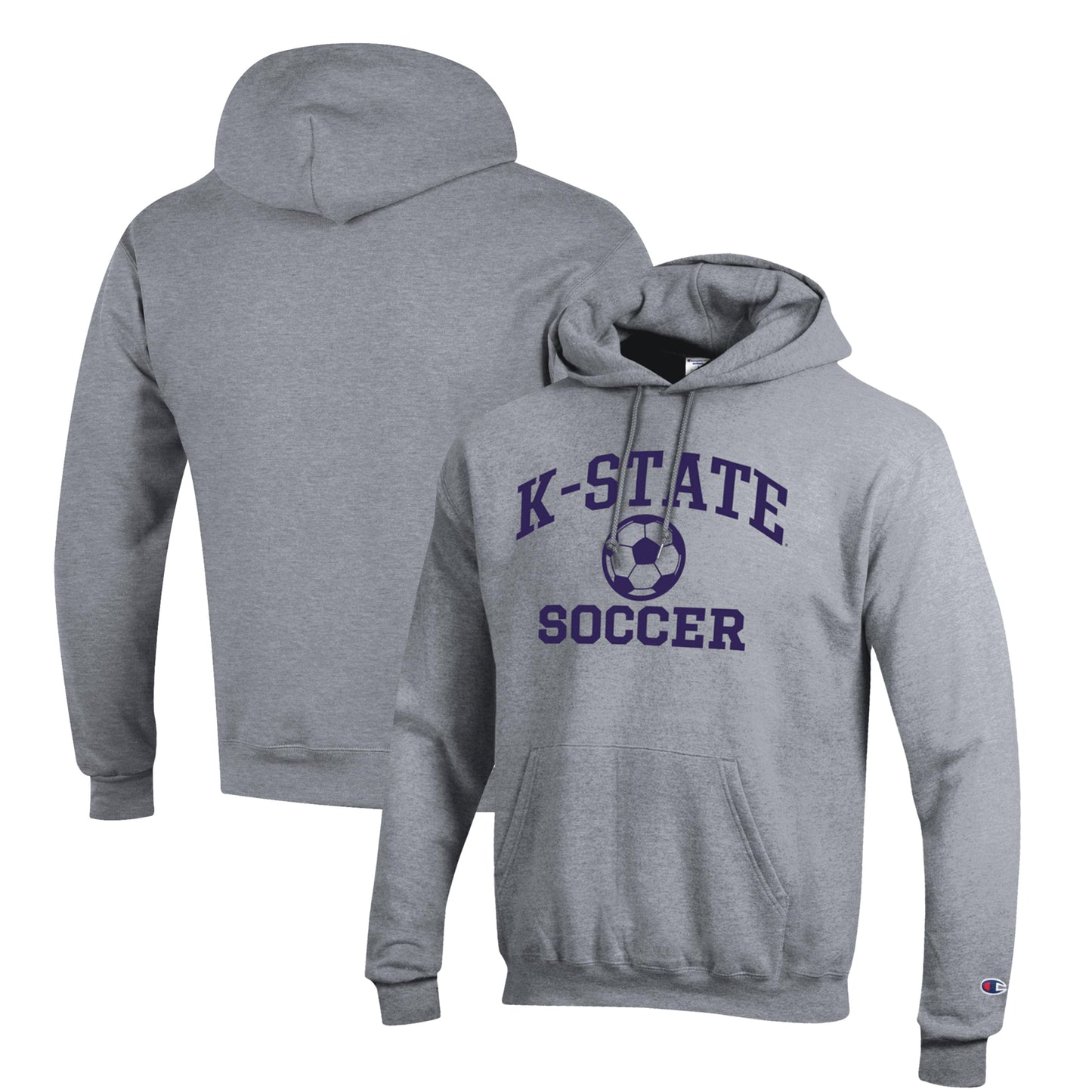Men's Champion Gray Kansas State Wildcats Soccer Icon Powerblend Pullover Hoodie