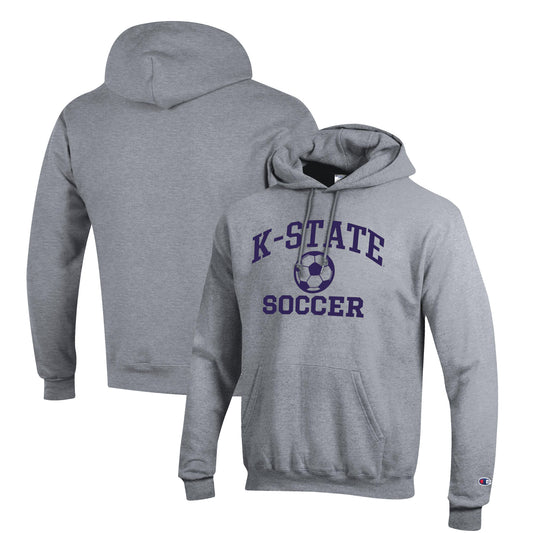 Men's Champion Gray Kansas State Wildcats Soccer Icon Powerblend Pullover Hoodie