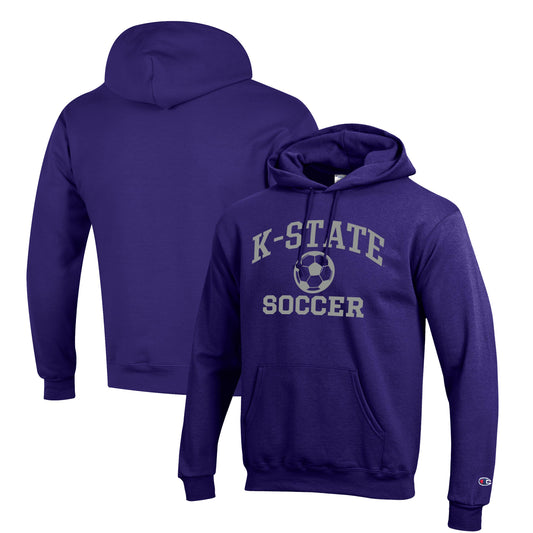 Men's Champion Purple Kansas State Wildcats Soccer Icon Powerblend Pullover Hoodie