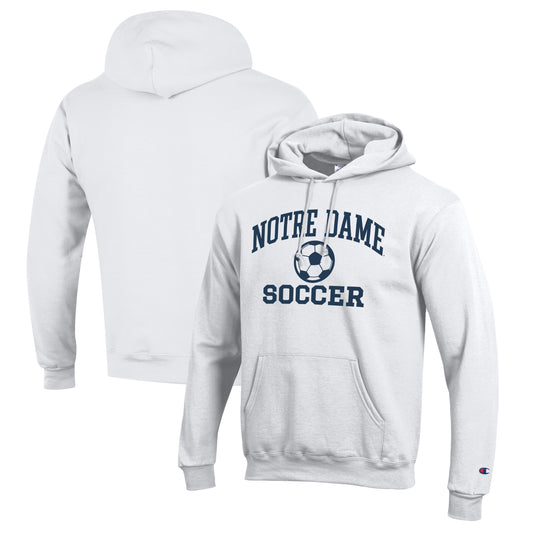 Men's Champion White Notre Dame Fighting Irish Soccer Icon Powerblend Pullover Hoodie