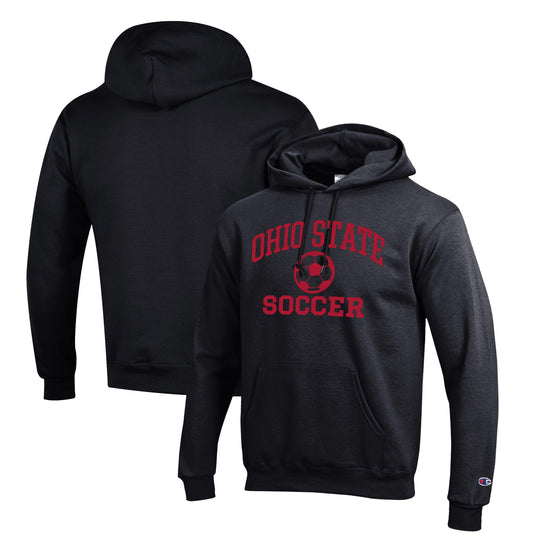 Men's Champion Black Ohio State Buckeyes Soccer Icon Powerblend Pullover Hoodie