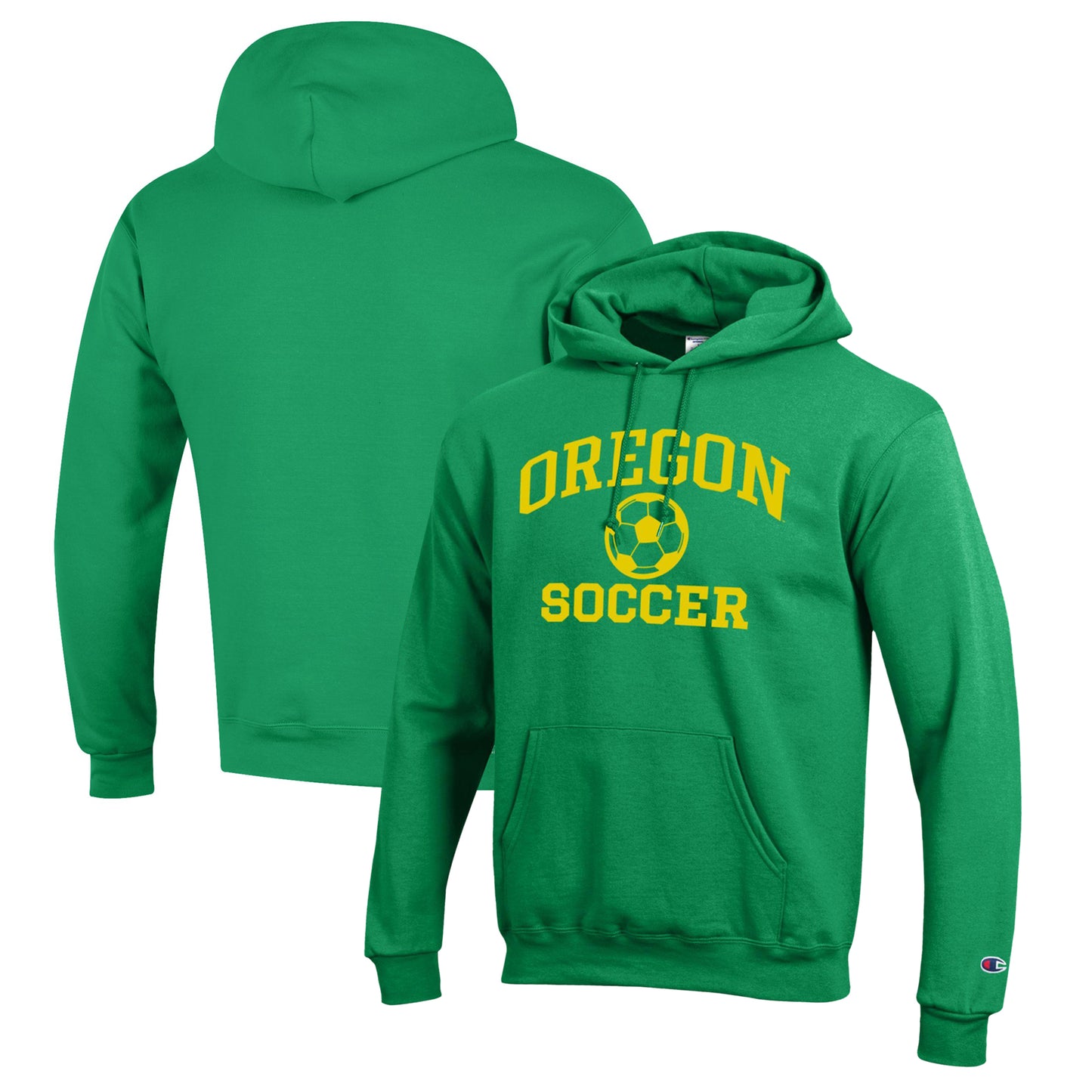 Men's Champion Green Oregon Ducks Soccer Icon Powerblend Pullover Hoodie