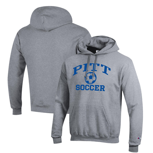 Men's Champion Gray Pitt Panthers Soccer Icon Powerblend Pullover Hoodie