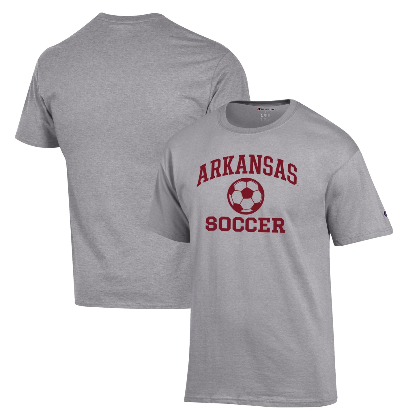 Men's Champion Gray Arkansas Razorbacks Soccer Icon T-Shirt