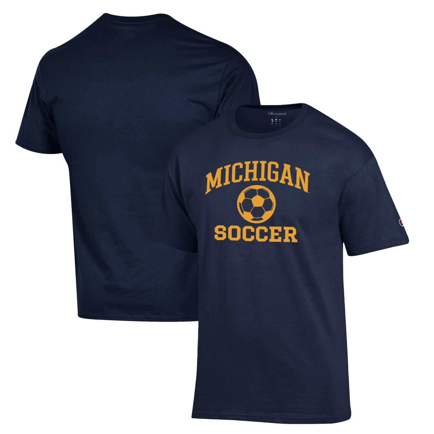 Men's Champion Navy Michigan Wolverines Soccer Icon T-Shirt