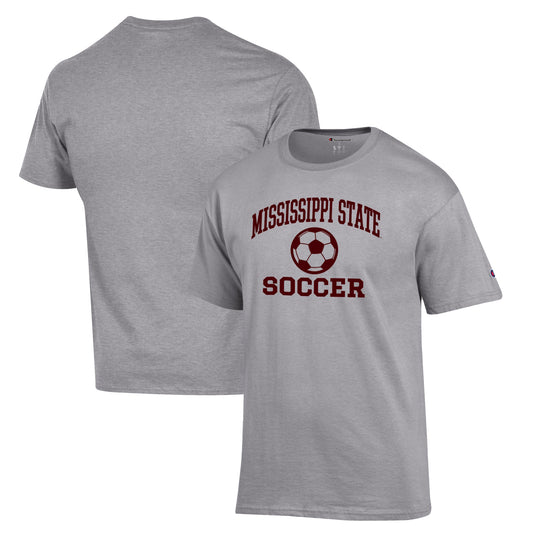 Men's Champion Gray Mississippi State Bulldogs Soccer Icon T-Shirt