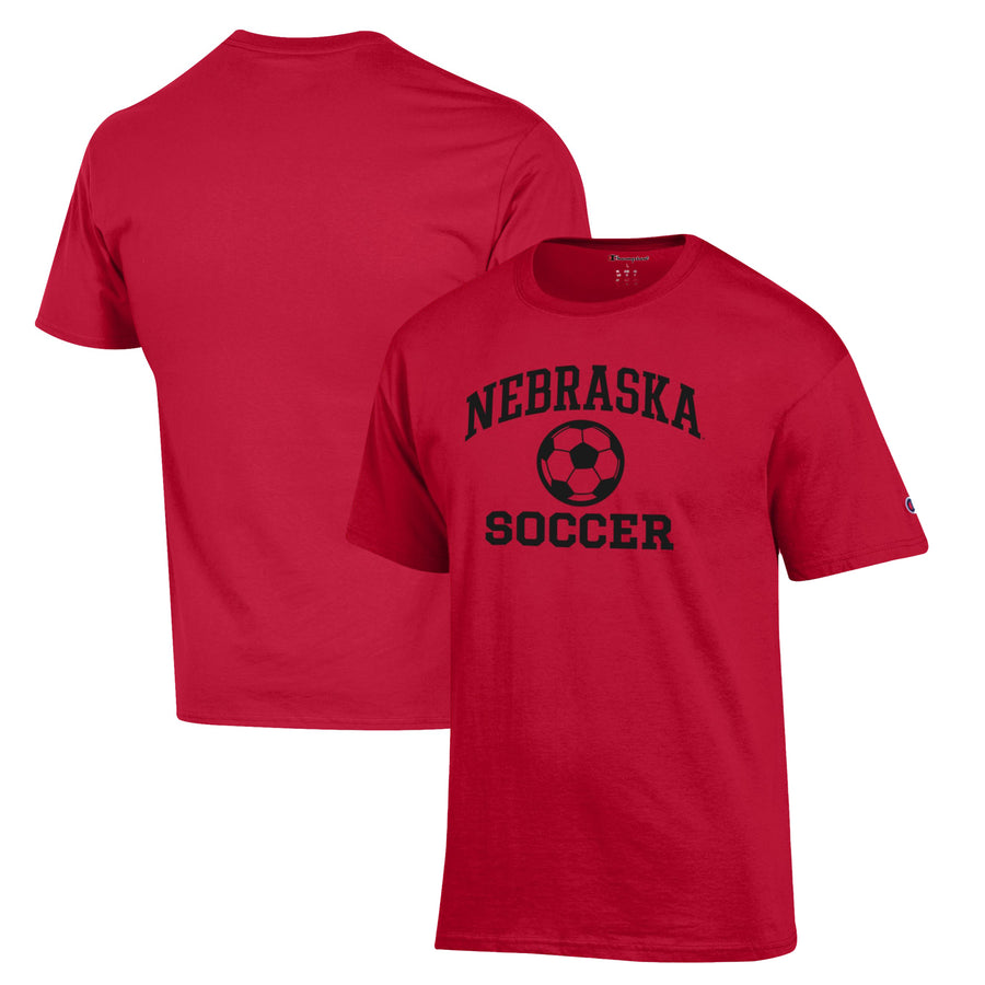 Men's Champion Scarlet Nebraska Huskers Soccer Icon T-Shirt
