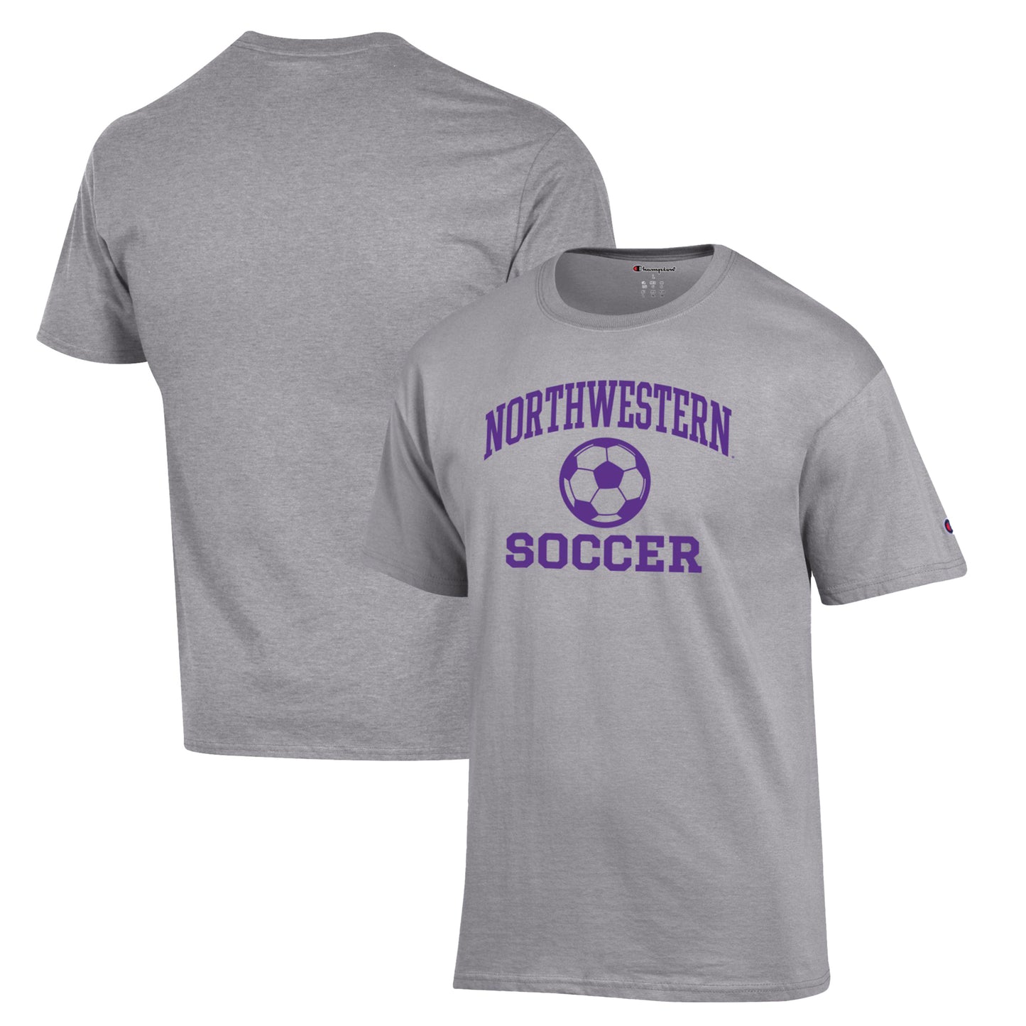 Men's Champion Gray Northwestern Wildcats Soccer Icon T-Shirt