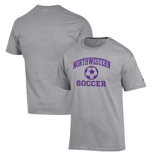 Men's Champion Gray Northwestern Wildcats Soccer Icon T-Shirt