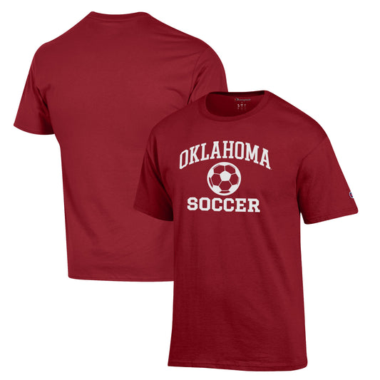 Men's Champion Crimson Oklahoma Sooners Soccer Icon T-Shirt