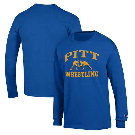 Men's Champion Royal Pitt Panthers Wrestling Icon Long Sleeve T-Shirt