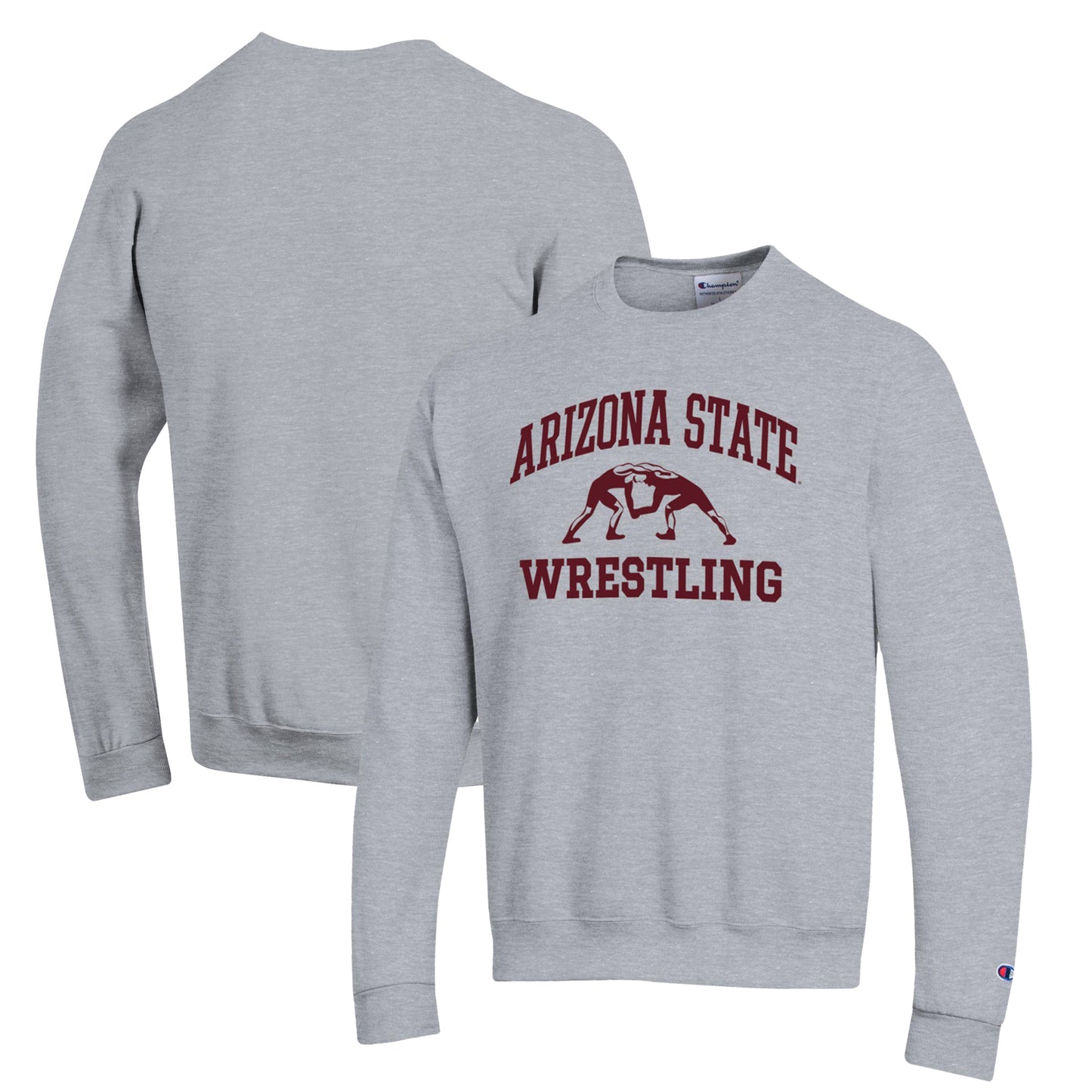 Men's Champion Gray Arizona State Sun Devils Wrestling Icon Powerblend Pullover Sweatshirt