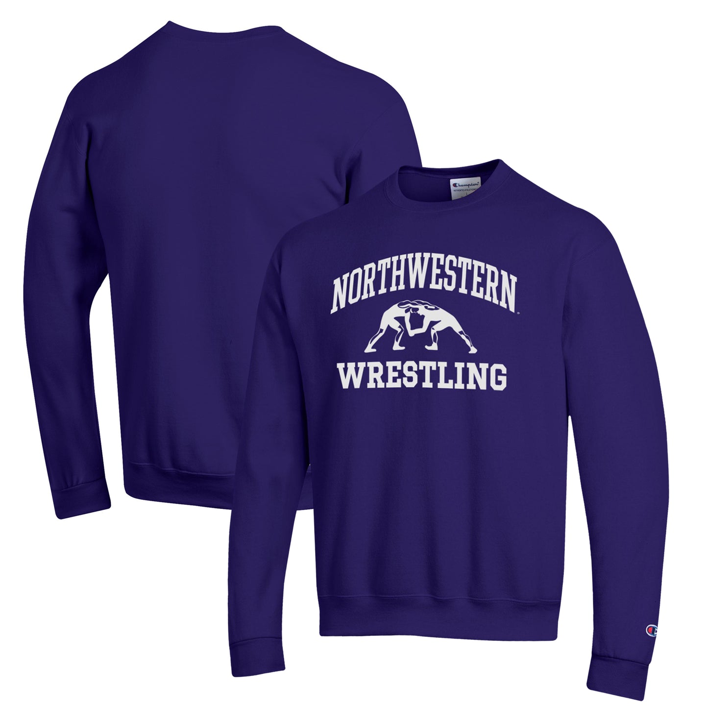 Men's Champion Purple Northwestern Wildcats Wrestling Icon Powerblend Pullover Sweatshirt