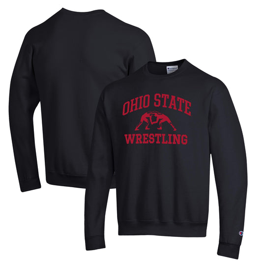 Men's Champion Black Ohio State Buckeyes Wrestling Icon Powerblend Pullover Sweatshirt
