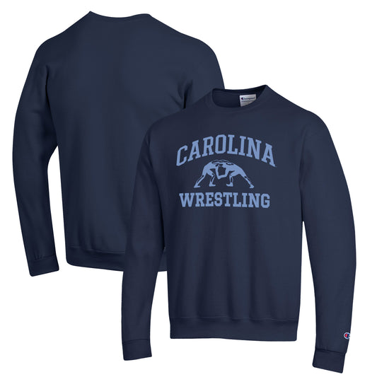 Men's Champion Navy North Carolina Tar Heels Wrestling Icon Powerblend Pullover Sweatshirt