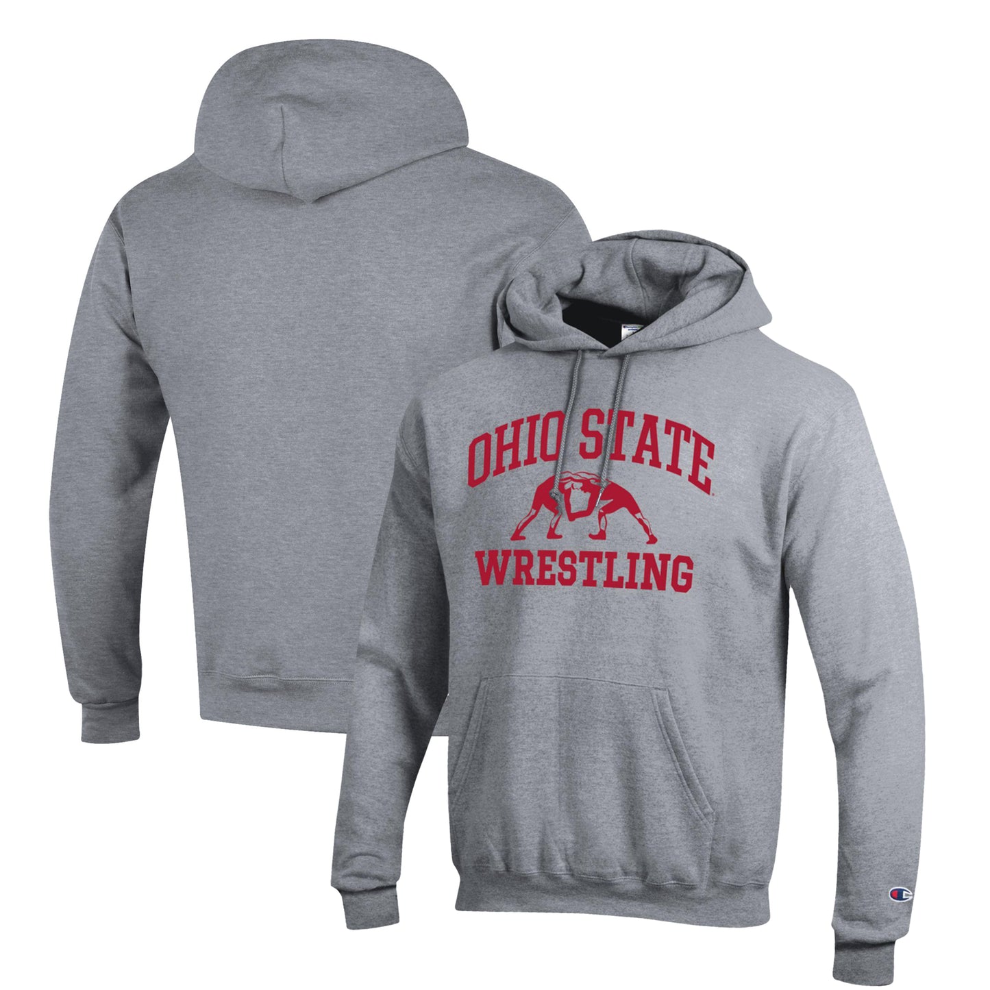 Men's Champion Gray Ohio State Buckeyes Wrestling Icon Pullover Hoodie