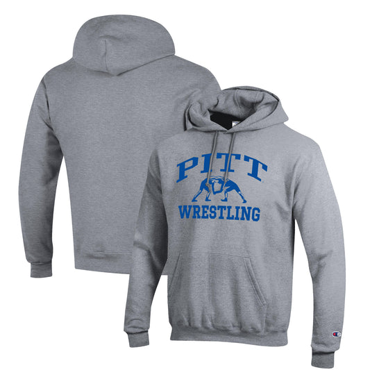 Men's Champion Gray Pitt Panthers Wrestling Icon Pullover Hoodie