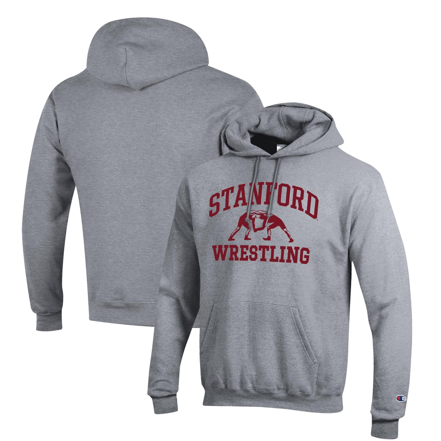 Men's Champion Gray Stanford Cardinal Wrestling Icon Pullover Hoodie