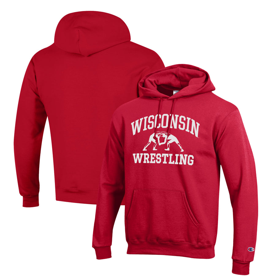 Men's Champion Red Wisconsin Badgers Wrestling Icon Pullover Hoodie