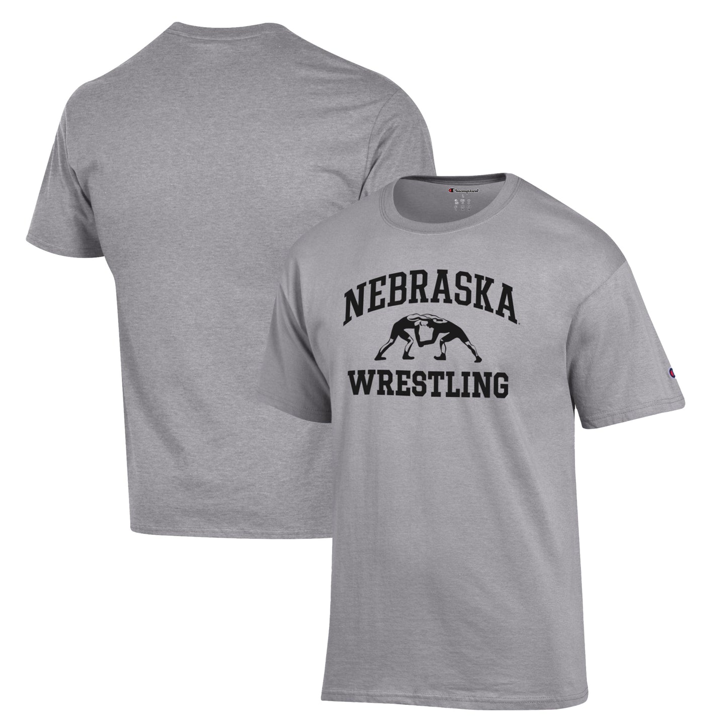 Men's Champion Gray Nebraska Huskers Wrestling Icon T-Shirt