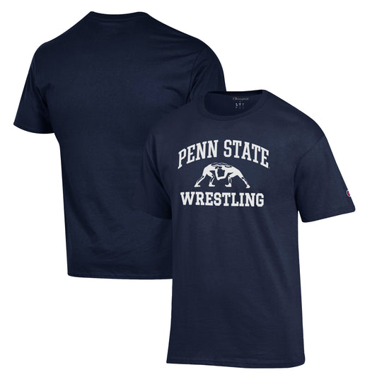 Men's Champion Navy Penn State Nittany Lions Wrestling Icon T-Shirt