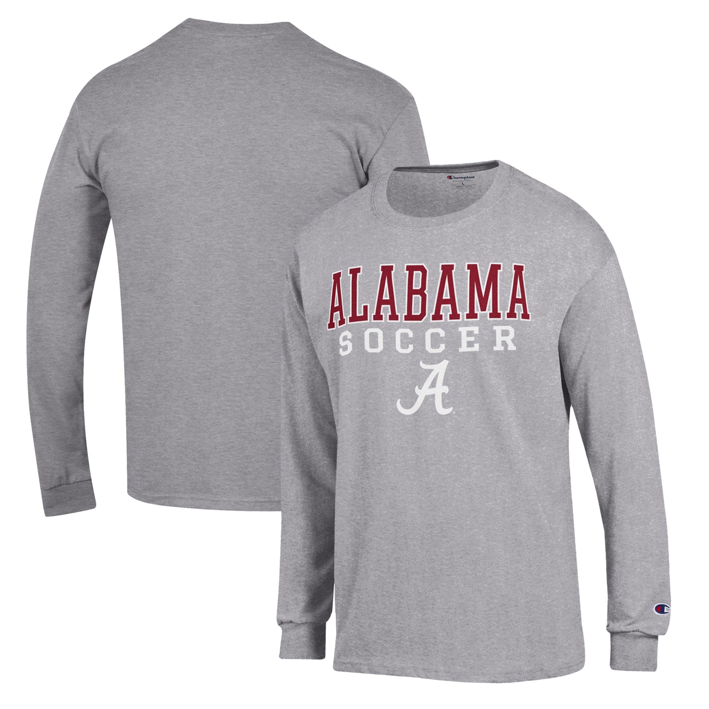 Men's Champion Gray Alabama Crimson Tide Soccer Stack Logo Long Sleeve T-Shirt