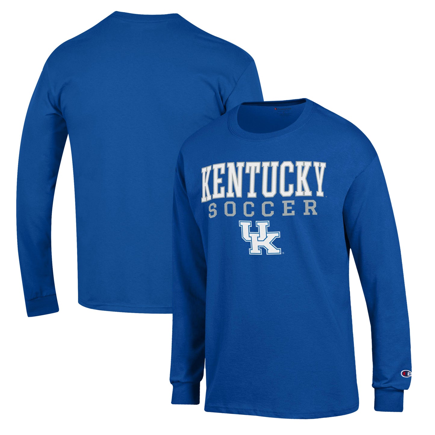 Men's Champion Royal Kentucky Wildcats Soccer Stack Logo Long Sleeve T-Shirt