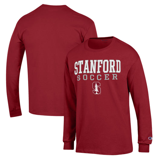 Men's Champion Cardinal Stanford Cardinal Soccer Stack Logo Long Sleeve T-Shirt