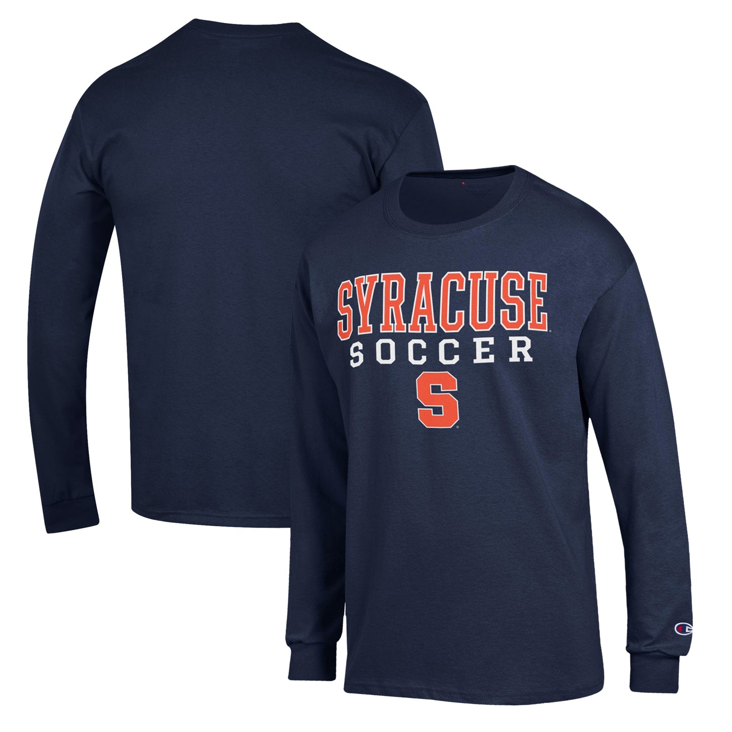 Men's Champion Navy Syracuse Orange Soccer Stack Logo Long Sleeve T-Shirt