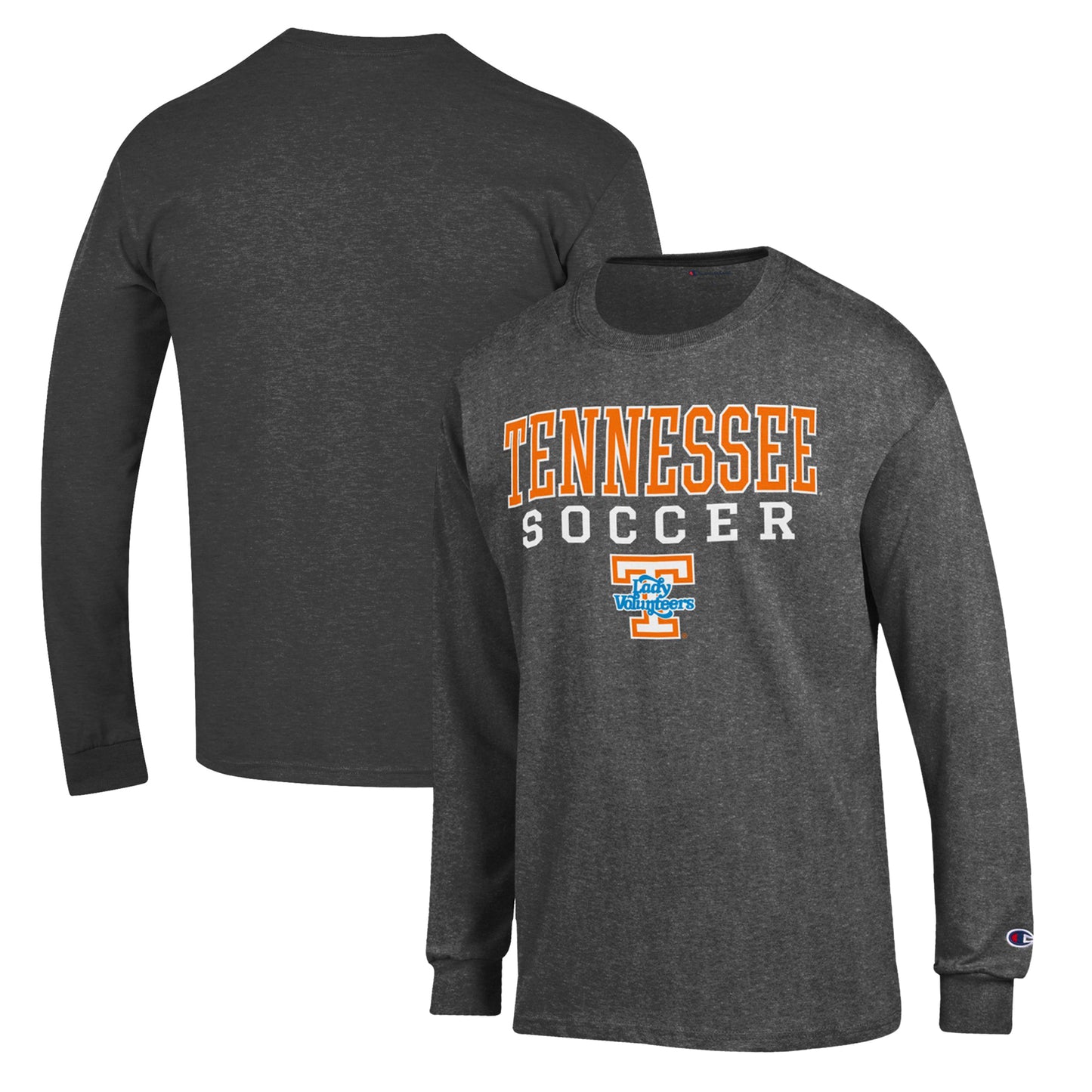 Men's Champion Charcoal Tennessee Volunteers Soccer Stack Logo Long Sleeve T-Shirt