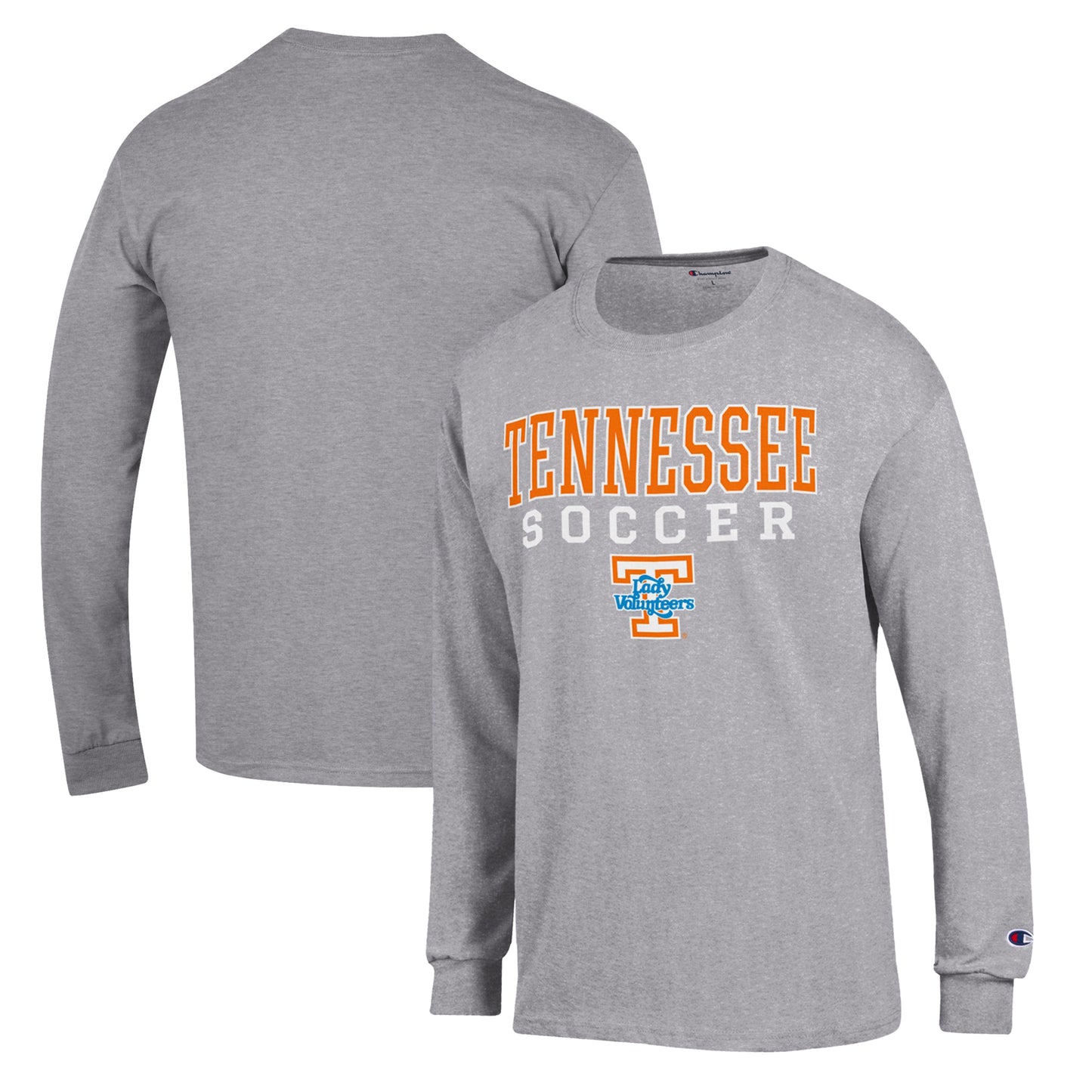 Men's Champion Gray Tennessee Volunteers Soccer Stack Logo Long Sleeve T-Shirt