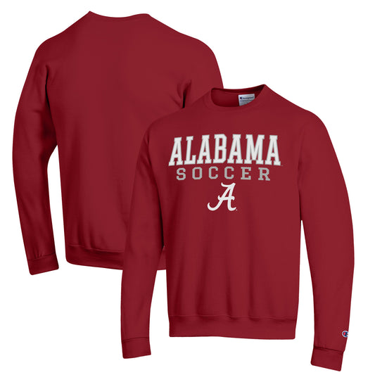 Men's Champion Crimson Alabama Crimson Tide Soccer Stack Logo Powerblend Pullover Sweatshirt