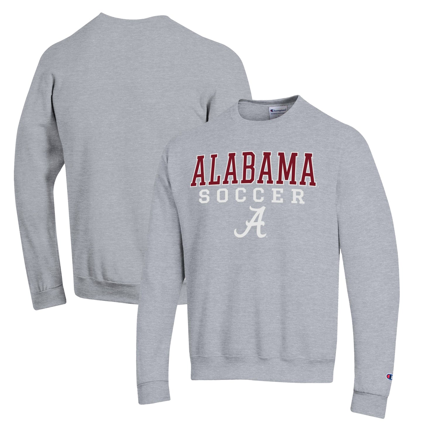 Men's Champion Gray Alabama Crimson Tide Soccer Stack Logo Powerblend Pullover Sweatshirt