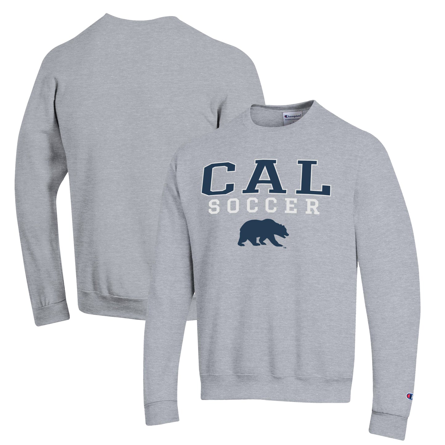 Men's Champion Gray Cal Bears Soccer Stack Logo Powerblend Pullover Sweatshirt