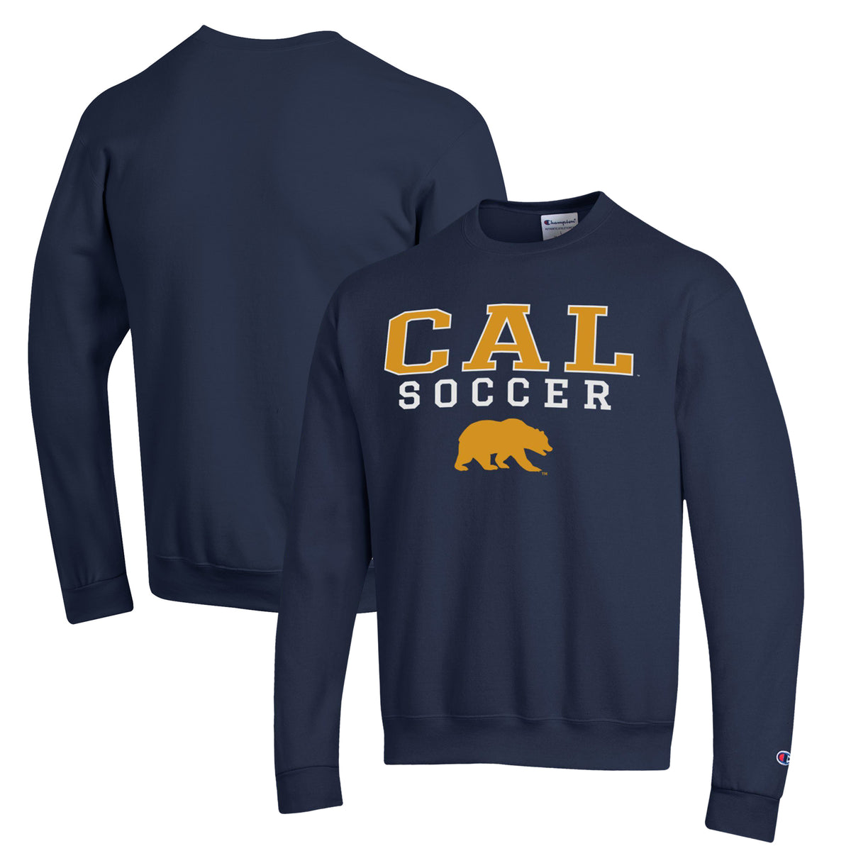 Men's Champion Navy Cal Bears Soccer Stack Logo Powerblend Pullover Sweatshirt