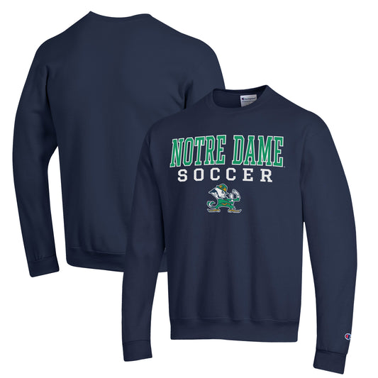 Men's Champion Navy Notre Dame Fighting Irish Soccer Stack Logo Powerblend Pullover Sweatshirt