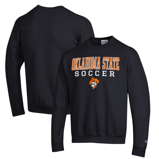 Men's Champion Black Oklahoma State Cowboys Soccer Stack Logo Powerblend Pullover Sweatshirt