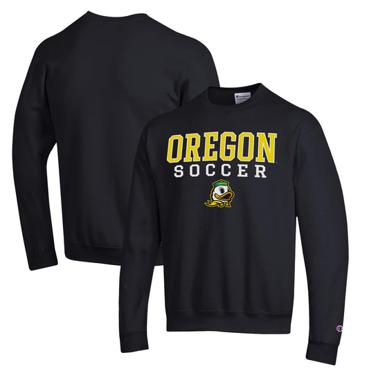 Men's Champion Black Oregon Ducks Soccer Stack Logo Powerblend Pullover Sweatshirt