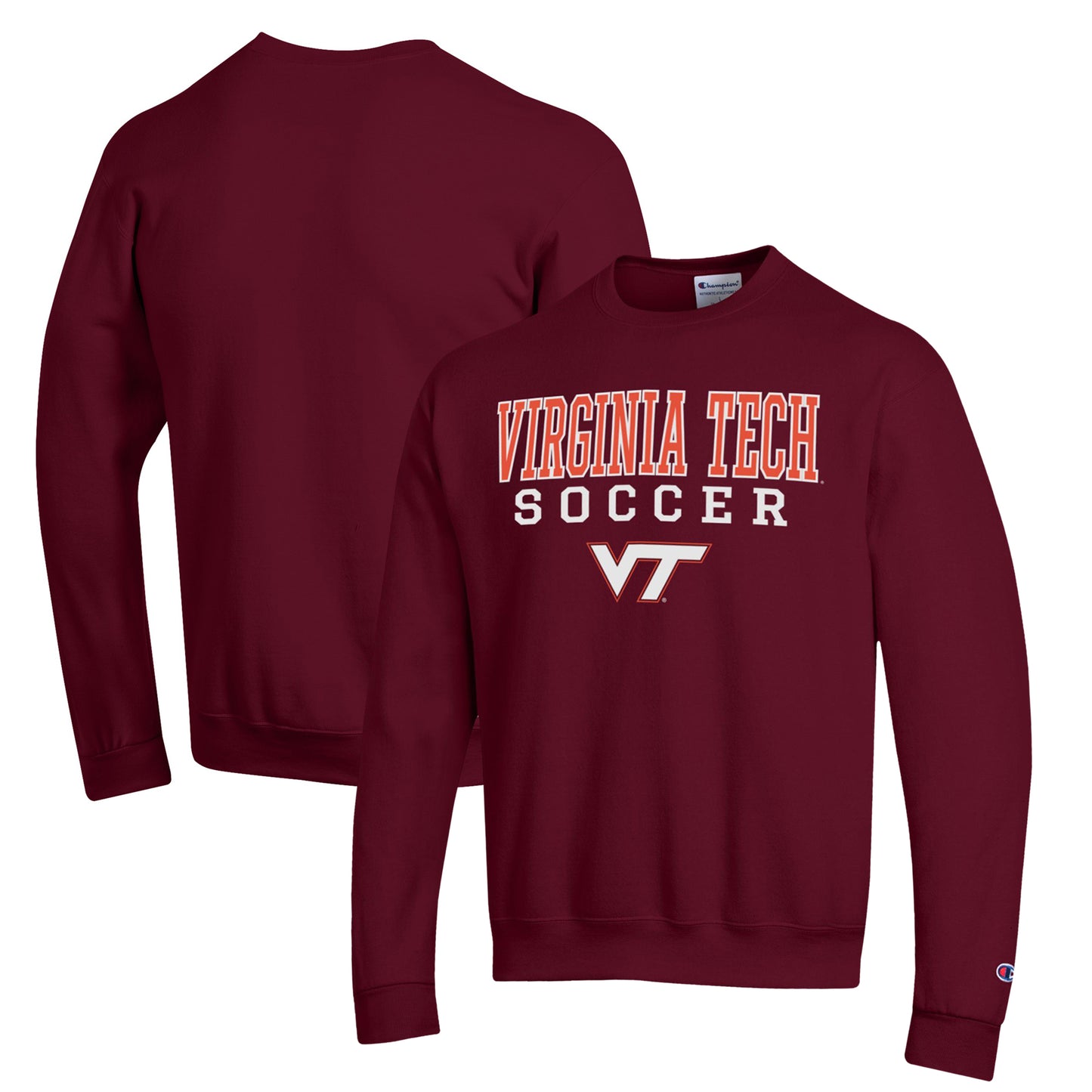 Men's Champion Maroon Virginia Tech Hokies Soccer Stack Logo Powerblend Pullover Sweatshirt