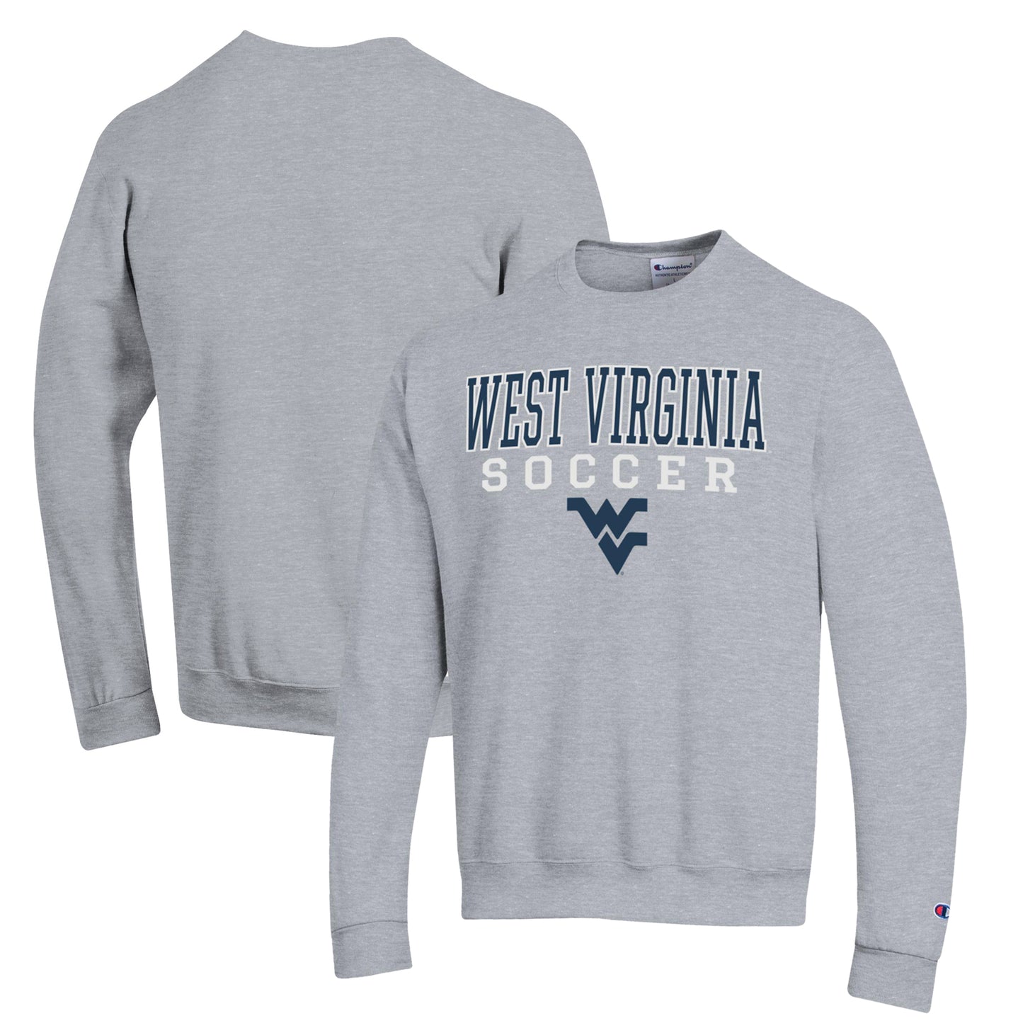 Men's Champion Gray West Virginia Mountaineers Soccer Stack Logo Powerblend Pullover Sweatshirt