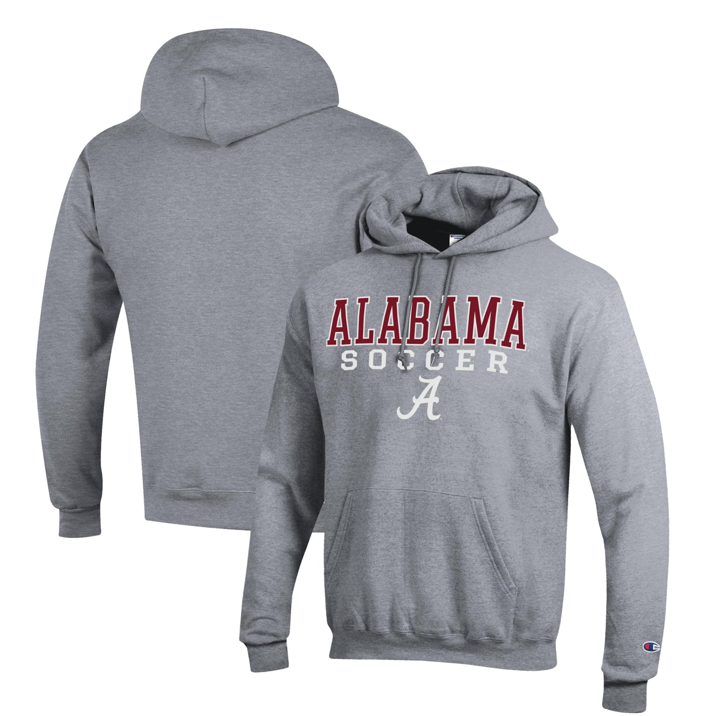 Men's Champion Gray Alabama Crimson Tide Soccer Stack Logo Powerblend Pullover Hoodie