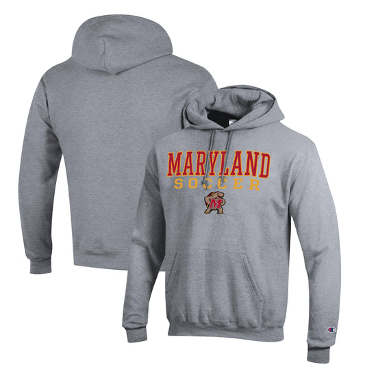 Men's Champion Gray Maryland Terrapins Soccer Stack Logo Powerblend Pullover Hoodie