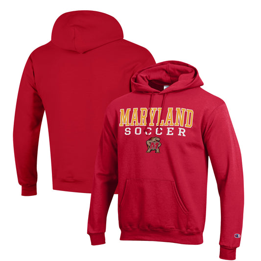 Men's Champion Red Maryland Terrapins Soccer Stack Logo Powerblend Pullover Hoodie