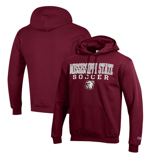 Men's Champion Maroon Mississippi State Bulldogs Soccer Stack Logo Powerblend Pullover Hoodie