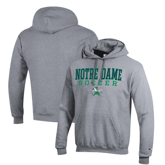 Men's Champion Gray Notre Dame Fighting Irish Soccer Stack Logo Powerblend Pullover Hoodie