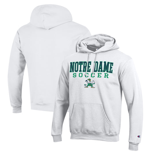 Men's Champion White Notre Dame Fighting Irish Soccer Stack Logo Powerblend Pullover Hoodie